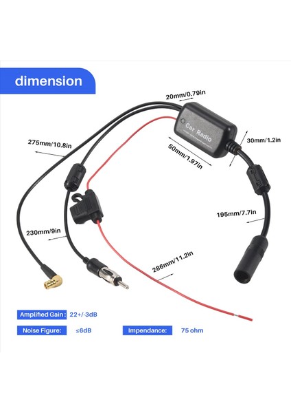 Evrensel Dab + Fm Araba Anten Anteni Hava Ayırt Cablosu Dijital Radyo + Amplifikatör Aksesuarları (Yurt Dışından) indirimleri