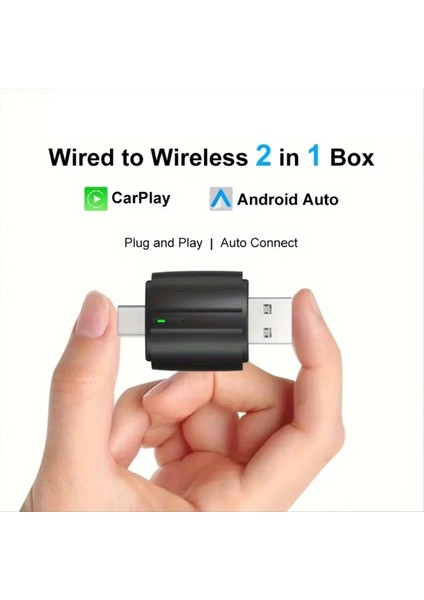 Wifi6 Çift Arabirim Kablosuz Carplay Adaptörü 2in1 Carplay+Android Otomatik Usb-A ve Usb-C Kablosuz-Kablosuz (Yurt Dışından)