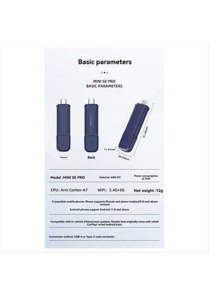 Carlinkit Mini Se Pro Araba Carplay Adaptörü Kablosuz Desteği Carplay &amp Android Auto Ios Android Fiş ve Play Için (Yurt Dışından) indirimleri