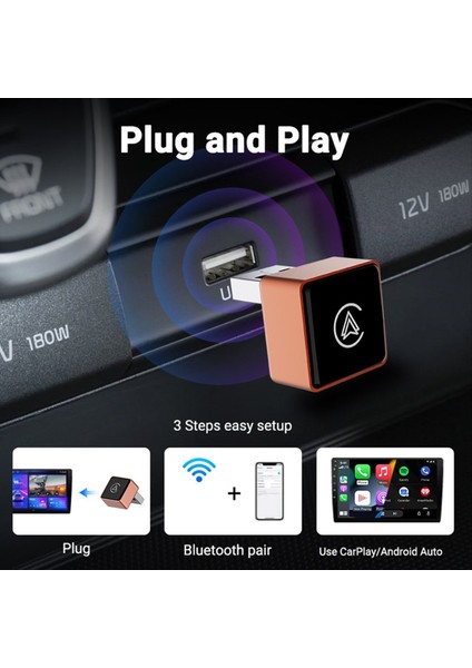Kablosuz Carplay Adaptörü Android Otomatik Kablosuz Akıllı Dongle 2in1 Akıllı Taşınabilir Araba Bağlantı Kutusu Siyah (Yurt Dışından) indirimleri