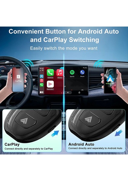 Araba Kablosuz Carplay &amp Android Otomatik Kutu 2in1 Kablosuz Dongle Fişine ve Oynatılmış Carplay Android Otomatik Adaptör Aı Kutusu (Yurt Dışından) fiyatları