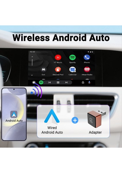 Kablosuz Carplay Adaptörü Android Otomatik Kablosuz Akıllı Dongle 2in1 Akıllı Taşınabilir Araba Bağlantı Kutusu Altın (Yurt Dışından) modelleri
