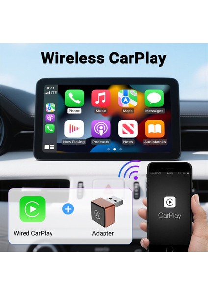 Kablosuz Carplay Adaptörü Android Otomatik Kablosuz Akıllı Dongle 2in1 Akıllı Taşınabilir Araba Bağlantı Kutusu Altın (Yurt Dışından) fırsatları