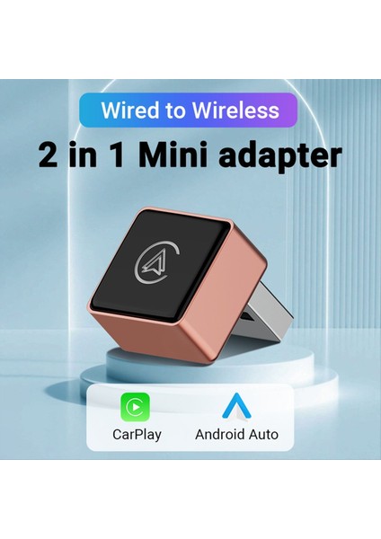 Kablosuz Carplay Adaptörü Android Otomatik Kablosuz Akıllı Dongle 2in1 Akıllı Taşınabilir Araba Bağlantı Kutusu Altın (Yurt Dışından) indirimleri