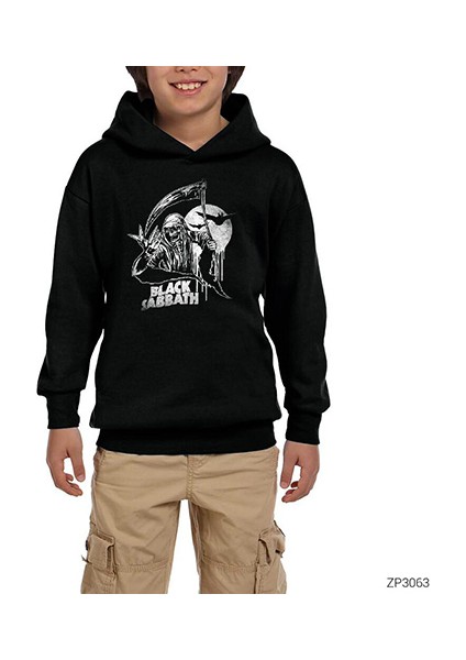 Black Sabbath In Dark Siyah Çocuk Kapşonlu Sweatshirt