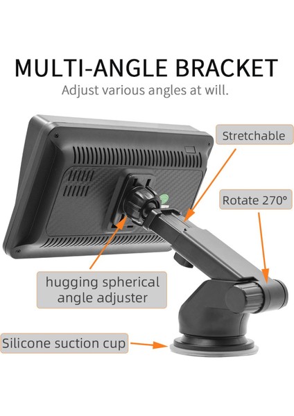 7 Inç Taşınabilir Kablosuz Carplay Ekran Carplay Mp5 Araba Mp5 Oyuncu Gps Universal Black (Yurt Dışından) modelleri