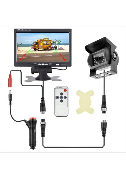 Araba Ahd Arka Görünüm Kamerası Ile Kamyon Park Römork 24V Ters Kamera Ters Görüntü 7 Inç Araç Monitörü 10M (Yurt Dışından)