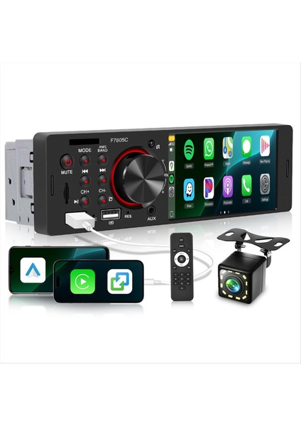 Carplay Android Auto ile Araba Stereo Tek Din 4 Inç Dokunmatik Ekran Mp5 Oynatıcı Bluetooth Fm Ayna Bağlantı Yedek Kamera (Yurt Dışından) modelleri