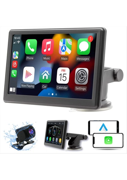Taşınabilir Kablosuz Carplay &amp Android Otomatik Ekran Gösterge Montajı 7 Inç Dokunmatik Ekran Araba Stereo Bluetooth Fm Araba Radyosu (Yurt Dışından) fırsatları