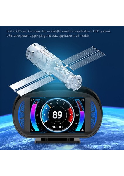 Hud Obd2 Gps Başlık Görüntüleme Hızölçer Speedometre Eğim Sayaç Fonksiyon Metre Otomatik Malzemeler (Yurt Dışından)