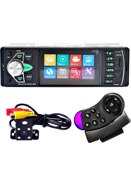 Araba Hd 4 1inch Bluetooth Mp5 Player Reversing Screen Radyo Oynatıcı Universal 4022D+DIREKSIYON Sarkı Uzaktan+Ters Kamera (Yurt Dışından)