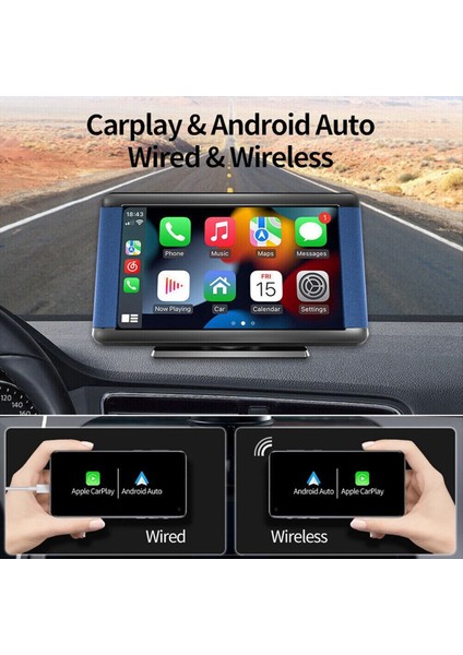 7inch Araba Kapasitif Dokunmatik Ekran Kablosuz Carplay ve Android Otomatik Otomobil Taşınabilir Multimedya Oyuncu Navigasyon Ekranı B (Yurt Dışından) modelleri