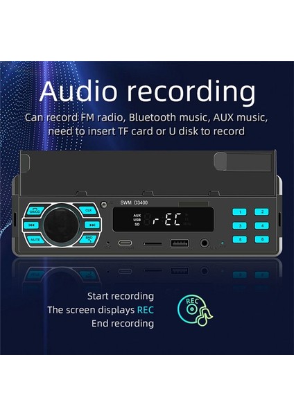 Araba Radyosu Bluetooth 1 Dın Mp3 Çalar Handsfree A2DP Tip C USB Tf Aux Telefon Tutucu Ses Sistemi Baş Birimi (Yurt Dışından) fırsatları