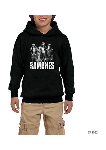 Ramones Band Siyah Çocuk Kapşonlu Sweatshirt