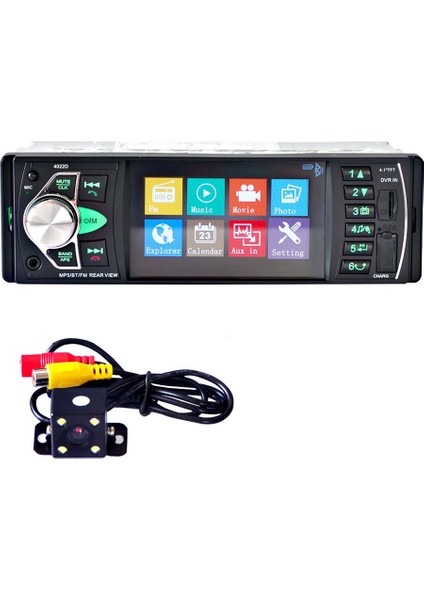Araba Hd 4 1inch Bluetooth Mp5 Player Ters Ekran Fm Radyo Kart Oynatıcı Universal 4022D+ Ters Kamera (Yurt Dışından)