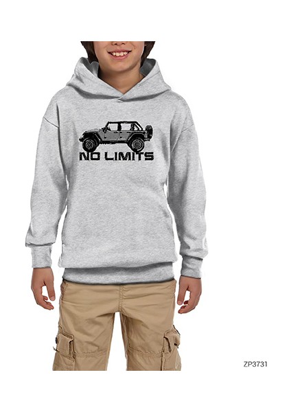 Jeep No Limits Gri Çocuk Kapşonlu Sweatshirt