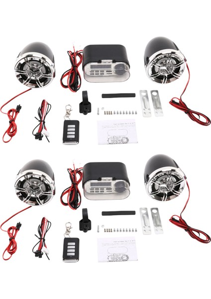 2x Motosiklet Ses Ses Sistemi Stereo Hoparlör Su Geçirmez Motosiklet Scooter Fm Radyo Bluetooth USB Tf Mp3 Müzik Çalar (Yurt Dışından)
