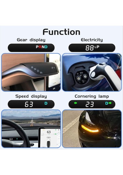 Tesla Model 3 Için Model Y 2019-2022 Rhd Hud Head Up Ekranı Gösterge Hızı Dişli Dönüş Sinyalleri ile Gösterge Paneli Gizli Hud (Yurt Dışından) indirimleri