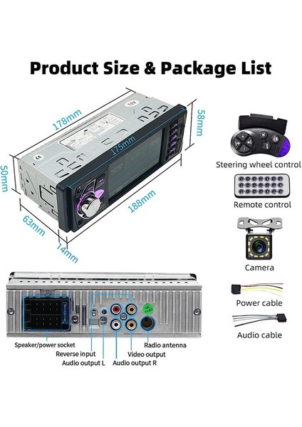 Araba Radyosu 1 Dın Stereo Mp5 Player Bluetooth Fm USB Autoradio 4 1 Inç Destek Destek Görünümü Mirrolink Direksiyon Simidi Kontrolü (Yurt Dışından) indirimleri