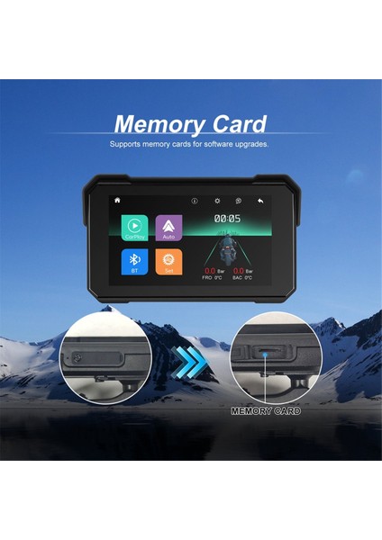 5 Inç Motosiklet Taşınabilir Gps Navigasyon Ekranı Kablosuz Carplay Android Auto IP68 Su Geçirmez Ekran Bluetooth (Yurt Dışından) modelleri