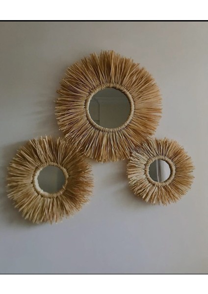 3'lü Hasır Bohem Ayna Seti (50CM + 40CM + 30CM) indirimleri