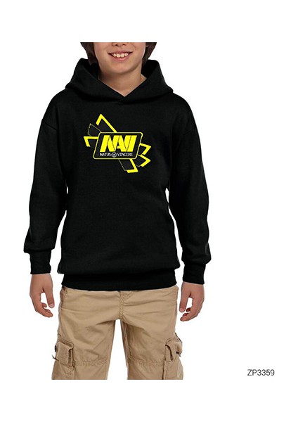 Natus Vincere Cross Line Siyah Çocuk Kapşonlu Sweatshirt