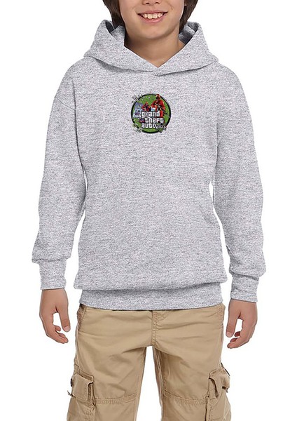 Gta Robbers Gri Çocuk Kapşonlu Sweatshirt