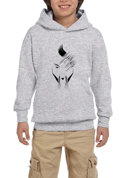 Hayko Cepkin Portre Gri Çocuk Kapşonlu Sweatshirt
