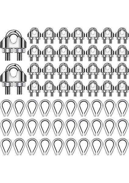 60 Pcs 1/8 Inç Tel Halat Kiti M3 Metal Tel Halat Kablo Kelepçesi ve M3 Paslanmaz Çelik Lik (Yurt Dışından)