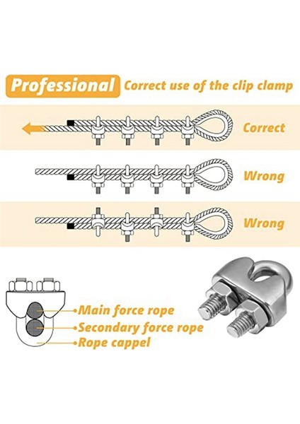 60 Pcs 1/8 Inç Tel Halat Kiti M3 Metal Tel Halat Kablo Kelepçesi ve M3 Paslanmaz Çelik Lik (Yurt Dışından) fiyatları