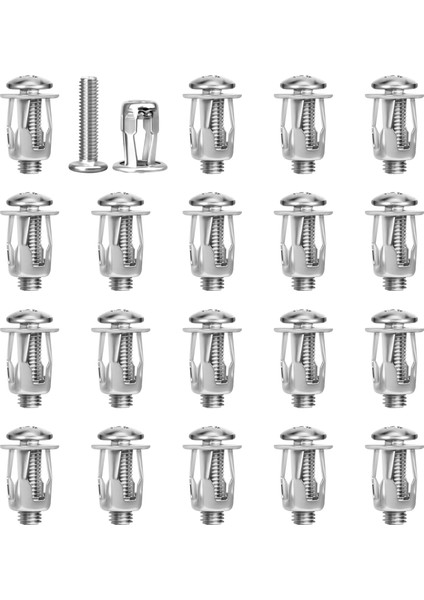 20 Pcs M6X25 Jack Fındık Araç Metal Vidalı Taç Pety Fındık Vidalı Içi Boş Duvar Demir Cilt (Yurt Dışından)