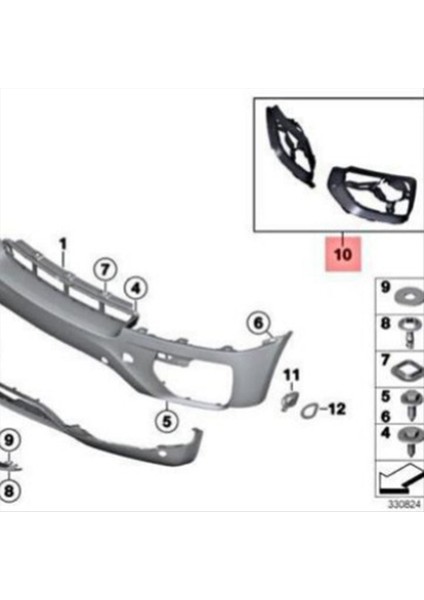 Çift Ön Tampon Sis Farları Kapak Bmw X6 E71 2008-2014 51117210936 51117210935 (Yurt Dışından) modelleri