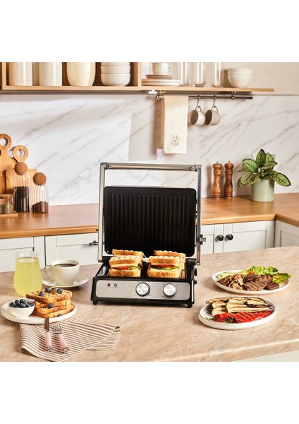 Inox Press Izgara ve Tost Makinesi 2000W 6 Dilim Kapasiteli