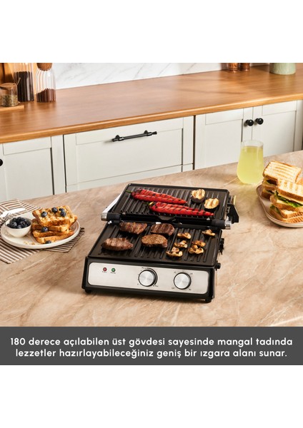 Inox Press Izgara ve Tost Makinesi 2000W 6 Dilim Kapasiteli fırsatları