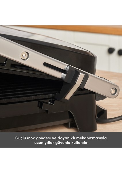 Inox Press Izgara ve Tost Makinesi 2000W 6 Dilim Kapasiteli