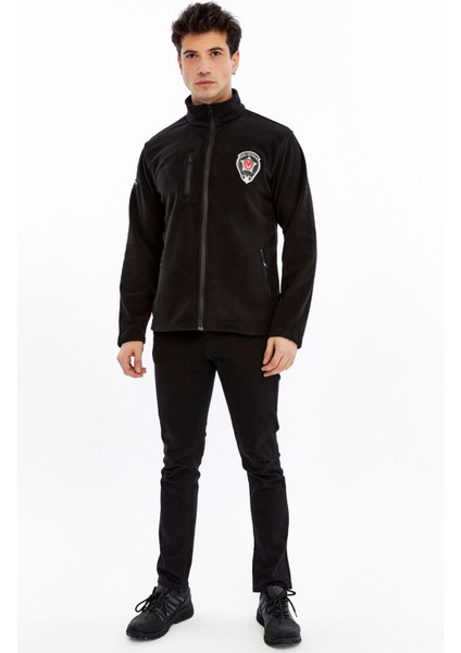 Erkek Özel Güvenlik Polar Ceket Tam Fermuarlı 3 Cepli Siyah