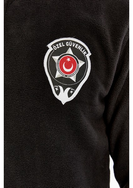 Erkek Özel Güvenlik Polar Ceket Tam Fermuarlı 3 Cepli Siyah