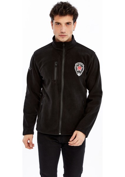 Erkek Özel Güvenlik Polar Ceket Tam Fermuarlı 3 Cepli Siyah