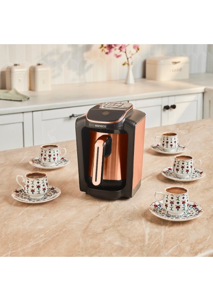 Hatır Neo Inox Çelik Cezveli Türk Kahve Makinesi 5 Fincan Kapasiteli Bronze