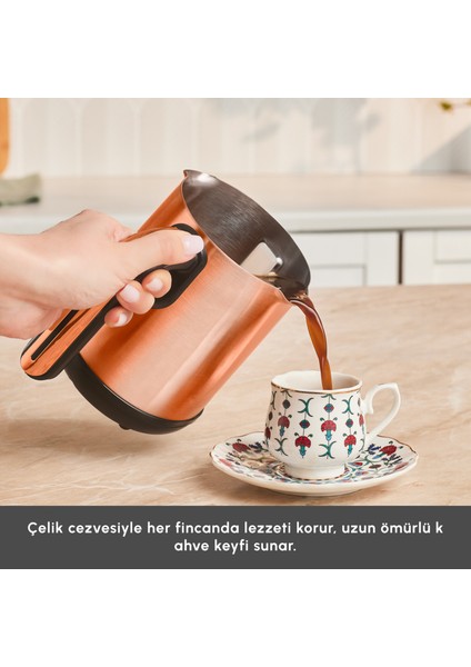 Hatır Neo Inox Çelik Cezveli Türk Kahve Makinesi 5 Fincan Kapasiteli Bronze fırsatları