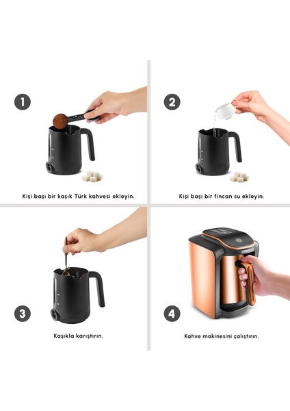 Hatır Neo Inox Çelik Cezveli Türk Kahve Makinesi 5 Fincan Kapasiteli Bronze