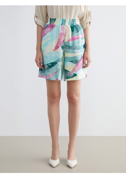 Yeni Sezon Beli Lastikli Desenli Kadın Şort fiyatları