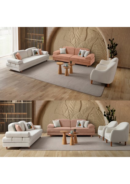 Aries Yataklı Sandıklı Koltuk Takımı 3+3+1+1 Pembe