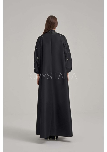 Tafta Özel Tasarım Taşlı Siyah Elbise modelleri