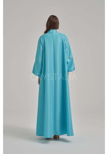 Tafta Özel Tasarım Taşlı Mavi Elbise fırsatları