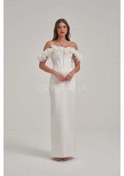 Omuz Çiçek Işlemeli Elbise