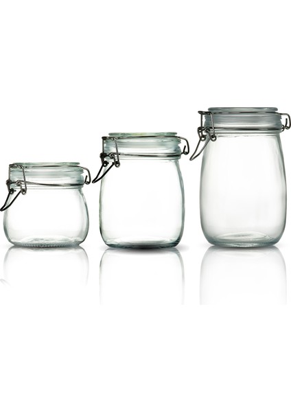 3'lü Set Korken Kavanoz Vakumlu Kilitli Cam Saklama Kavanozu 500ML - 750ML - 1000ML fiyatları