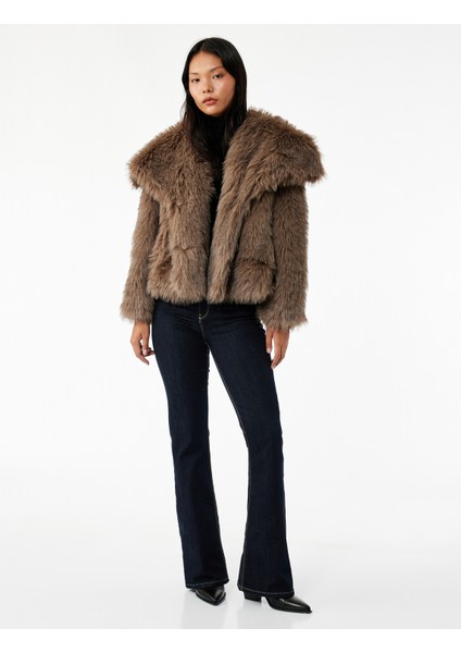 Suni Kürk Mont Oversize Geniş Yaka fiyatları