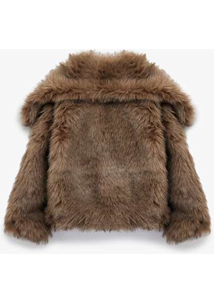 Suni Kürk Mont Oversize Geniş Yaka fırsatları