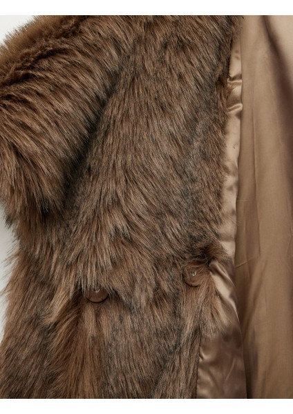 Suni Kürk Mont Oversize Geniş Yaka